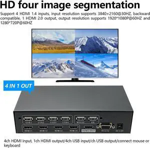 4x1 Video Wall Controller 4K HD 1080P Multi Screen Stitching Processor TV Splicing Box Splicer KVM HDMI-compatible