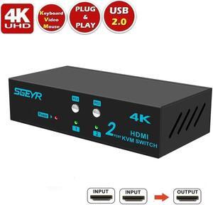 4Kx2K@30Hz 2 Port HDMI USB 2.0 Switch USB KVM Switcher 2 In 1 OutSelector for 2 Computers Share 1 Monitor Keyboard Mouse