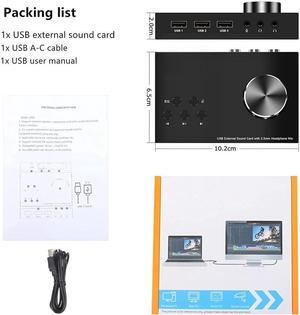 USB Volume Control Knob Multimedia Audio Controller USB Hub with Audio Adapter External Sound Card with 3.5mm Headphone Microphone Jack for Windows, Mac, Linux, PC, Laptop, Desktop