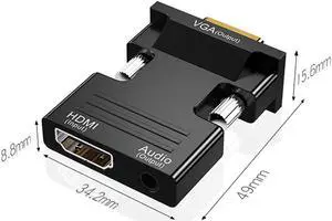1080P HDMI to VGA Adapter Female to Male With Audio Cable Digital To Analog Video Converter