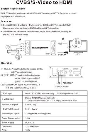 HDMI to RCA AV+S VIDEO Converter Adapter HDMI2AV Converter 1080P HD Video Converter HDMI to AV/S Video Converter HDMI to SVIDEO