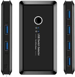 USB KVM USB 3.0 Switch Hub Selector 2 PCS Computer Switch Sharing 4 Devices for Keyboard Mouse Printer Card Reader U-Disk Other USB devices (USB 3.0 Version)