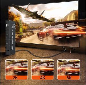 8K HDMI 2.1 Video Switch 4K@120Hz 5 Ports 8K HDMI Video Switcher Adapter with IR Remote for Xbox Series X PC PS5 Projector