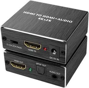 HDMI-compatible Audio Extractor Stereo Converter HDMI to HDMI +SPDIF 3D Optical Toslink Stereo Audio Splitter Extractor Converter