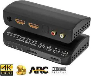 HDMI 2.0 Audio Extrator 4K 60Hz HDMI Audio Splitter HDR 5.1CH HDMI ARC Converter UHD/ ARC/ EDID Toslink+L/R