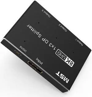 Displayport1.4 1x3 Splitter 8K@30Hz 4K@144Hz MST SST Hub Multi Monitor Splitter Adapter DP Splitter With Extended Display and Mirror Mode