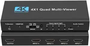 HDMI 4x1 Multi-viewer switcher 4K Seamless Quad Screen Real Time Multi Viewer Splitter 4 in 1 out HDMI Switch Adapter with IR