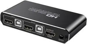 Ultra HD 4K HDMI USB KVM Switch for 2 Ports PC Sharing Keyboard Mouse Hotkey Printer Monitor EDID Plug And Paly Out USB Box Video Display Switcher Splitter
