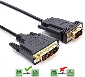 Active DVI to VGA, 6FT DVI 24+1 DVI-D M to VGA Male with Chip Active Adapter Converter Cable for PC DVD Monitor HDTV ...