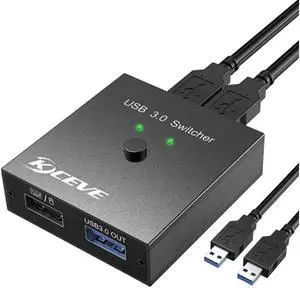 USB 3.0 Switch Selector, 2 in 2 Out USB Switcher for 2 Computers Share 2 USB Devices, Mouse, Keyboard, Scanner, Printer, 2 x USB 3.0 Cables Included