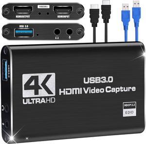 4K Capture Card, Game Capture Card for Nin-tendo Switch,1080P HDMI Video Capture Card USB 3.0 60FPS Video Capture Device for Streaming, Video Recording, Gaming Capture Work with PS4/PS5/PC/OBS/DSLR