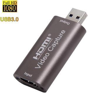 1080P USB 3.0 HDMI Capture Card Video Recording Box for Game DVD Camcorder Camera Live Streaming Video Conference Online Teaching Portable USB HD Video Capture Card