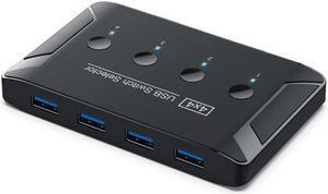 4 in 4 Out USB3.0 KVM Switch Selector, 4 Computer Sharing 4 USB Devices USB 3.0 Switches Box for Mouse Keyboard Scanner Printer with Individual Switch Button