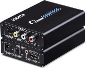 3RCA CVBS Composite & S-Video R/L Audio to HDMI Converter Adapter Support 720P/1080P with 3RCA S-Video Cable for NES SNES N64 PS2 PS3 HDTV