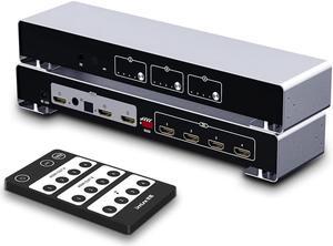 ARC 4x2 4K HDMI Matrix Switch, 4 in 2 Out HDMI Switcher Splitter Box with 7.1CH HDMI Audio + Optical 5.1CH + 3.5mm Stereo Audio Output Support 4K @60Hz, EDID, IR Remote, HDMI 2.0, HDCP 2.2