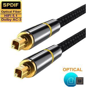 Digital Optical Audio Cable (5 Feet/1.5 Meter), 24K Gold-Plated Flawless Audio Fiber Optic Cable Male to Male Cord SPDIF Coaxial Cable for for Home Theater,TV, PS, Xbox, Amplifiers Player PS4 Soundbar