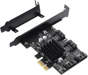 Amify 4 Port SATA III PCIe 3.0 X1 Controller Card, PCI Express to SATA 3.0 6G, Marvell 88SE9215, Black