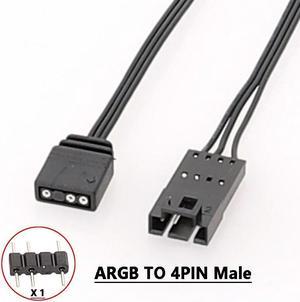 Amify Corsair 5V 3-Pin ARGB to RGB 4Pin Male LED Adapter Cable for HD LL120 140 QL Fan 1.64ft