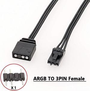 Amify Corsair 5V 3-Pin ARGB to RGB 3Pin Female LED Adapter Cable for HD LL120 140 QL Fan 0.82ft