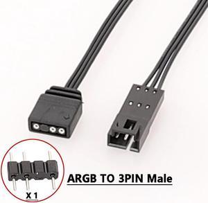 Amify Corsair 5V 3-Pin ARGB to RGB 3Pin Male LED Adapter Cable for HD LL120 140 QL Fan 0.82ft