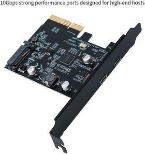 PCI-Express 4X to USB 3.1 Gen 2 (10 Gbps) 2-Port Type C Expansion Card Asmedia Chipset for Windows 7/8/10/Linux/MAC OS 10.14  PCI Express USB C Card(2X Type-C Port)