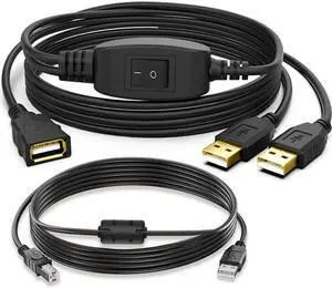 USB Splitter 1 in 2 Out,Printer Splitter Switch for Two Computers,USB B Male to Dual USB Male Adapter Cable for Printer Scanner Fax Machine (5ft, One Side Working at A Time)