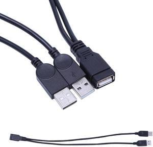 30cm USB 2.0 a Power Enhancer Y 1 Female to 2 Male Data Charge Cable Extension Cord