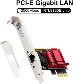 2.5GBase-T PCIe Network Adapter RTL8125B 2500/1000/100Mbps PCI Express Gigabit Ethernet Card RJ45 LAN Controller 2.5G Ethernet Port Support PXE for Windows/Linux/mac Os with Low Profile