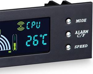 Computer 5.25" Front Panel Bay 3 Channel automatic temperature CPU Case fan speed controller w/ HDD PC Temp Sensor LED Display