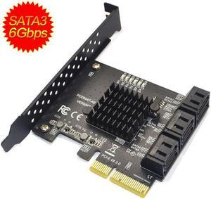 PCIe 4x to SATA Card 6 Ports, 6 Gbps SATA 3.0 PCI-e Card,PCI Express to SATA Controller Expansion Card, SATAIII Non-Raid,with Full Profile & Low Profile Bracket (ASMedia ASM1166 Chipset)