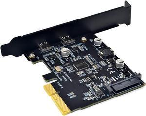 USB C PCIe Card,PCI-Express 4X to Type C USB 3.2 Gen 2 (10 Gbps) 2-Ports Expansion Card with Asmedia Chipset ASM3142 (Dual Type C) for Windows 7/8/10/Linux/MAC OS - Full & Low Profile Slot Bracket