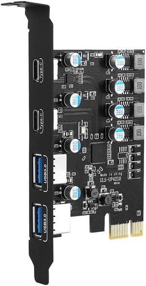 PCIe to 4 Port USB 3.0 (2X Type-C - 2X USB-A) Expansion Card,PCI Express X1 to USB 3.2 Gen1 5Gbps Hub Add on Card,Support Windows 10/8/7/XP and MAC OS 10.8.2 Above