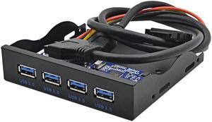 PC computer 3.5 inch Floppy Bay Front Panel 4 Ports USB 3.0 Hub, USB 3.0 19/20pin to 4 x USB 3.0 Type A Female Splitter Internal USB Hub