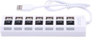 High Speed 480Mbps 7 Port USB 2.0 Hub  w/ Individual Power Switches and LEDs,USB Splitter Adapter Port For Laptop PC Computer Peripherals Accessories