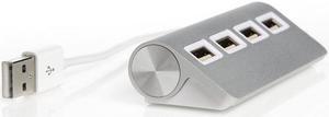 Premium 4 Port Aluminum USB 2.0 Hub with LEDs for Mac, MacBook Air Pro,Ultrabooks,Microsoft Surface RT,Laptops,Raspberry pi,and any PC