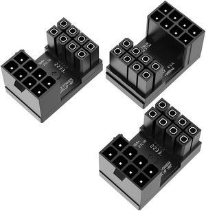 GPU Power Adapter 8pin VGA PCIe 8 Pin U Turn 180 Degree Angle Connector Power Adapter Board for Desktop Graphics Card-Standard Type 3-Pack