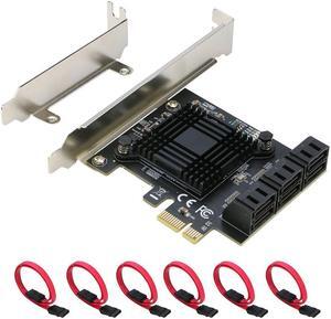 SATA Expansion Card 6Port, PCI-e x1 to SATA Hard Drive Controller Card Adapter, Come with Low Profile Bracket  - NO RAID