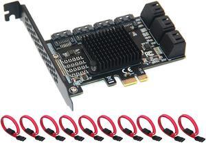SATA 3 Expansion Card 10 Port, PCI-e Express x1 SATA 6G Controller Card, SATA iii 6Gbps PCIe Adapter Card, Come with Low Profile Bracket and SATA3 Cables
