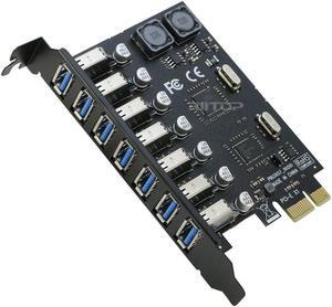 PCIe USB 3.0 Card 7 Port, PCI-e Express x1 to 7 Port USB3.0 Expansion Controller Card Adapter, NEC Chipset, No Need Power Supply