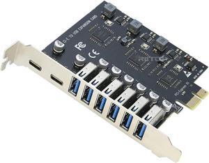 PCI-E to USB 3.0 Expansion Card (2X USB-C, 6X USB-A) ,PCIE Express USB3.0 Adapter Card 5Gbps for Desktop PC Host Card Support Windows 11/10/8/7/XP and MAC OS 10.8.2 Above (No power required)