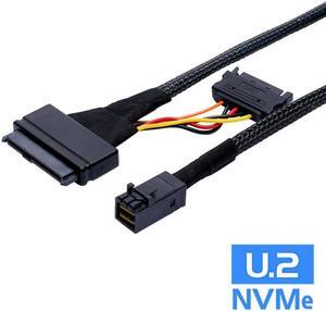 Internal 12G HD Mini SAS SFF-8643 to U.2 SFF-8639 NVMe PCIe SSD Adapter Cable with SATA Power for Mainboard Intel SSD 750 p3600 p3700 U2 SFF8639 - 1.64FT