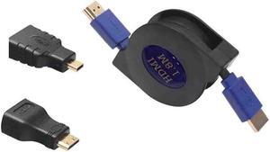 1.8M Retractable Flat HDMI Cable 3 in 1 HDMI To Mini/Micro HDMI Adapter Cable for Mobile Phone Computer TV Gameplay
