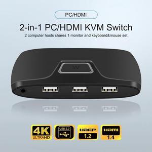 KVM HDMI Switch 4K USB Splitter 2 in 1 Supports Digital Monitor For Laptop Share Mouse Keyboard Monitor Printer HOT