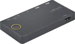 2 Port Hybrid USB-A + HDMI & USB-C KVM Switch - Single 4K 60Hz HDMI 2.0 Monitor - Compact Desktop and/or Laptop HDMI KVM Switch