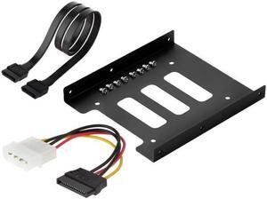 2.5 to 3.5 SSD Hard Drive Adapter Metal Mounting Bracket Converter w/ 18 " SATA Data Cable and 6 Molex 4-pin to SATA 15-pin Power Cable Combo Kit