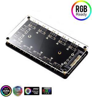 RGB HUB for ASUS Motherboard AURA 5V 3-pin RGB Interface 1-12 Ways Fan Controller Dimming HUB Supports ASUS MSI RGB Fan RGB LEDS(SATA)