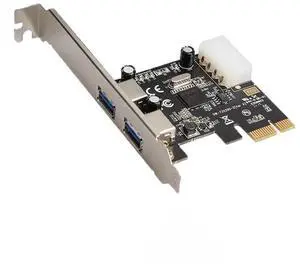 5Gbps 2 ports USB 3.0 PCI-e Controller Card w / Low profile Bracket PCI Express to USB3.0 Converter Adapter 4P IDE power Supply