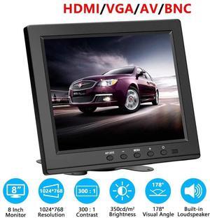8 Inch HDMI Monitor 1024x768 Resolution Small Display Portable 4:3 TFT LCD Mini HD Screen Support HDMI VGA BNC AV Input
