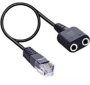 Telephone RJ11 adapter plug for Call Center Phone to Headset Dual 3.5 DC plug to RJ11 Adapter RJ09 adapter
