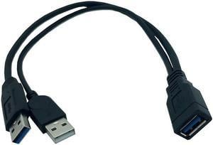 30cm For 2.5" Mobile Hard Disk USB 3.0 Female to Dual USB Male Extra Power Data Y Extension Cable